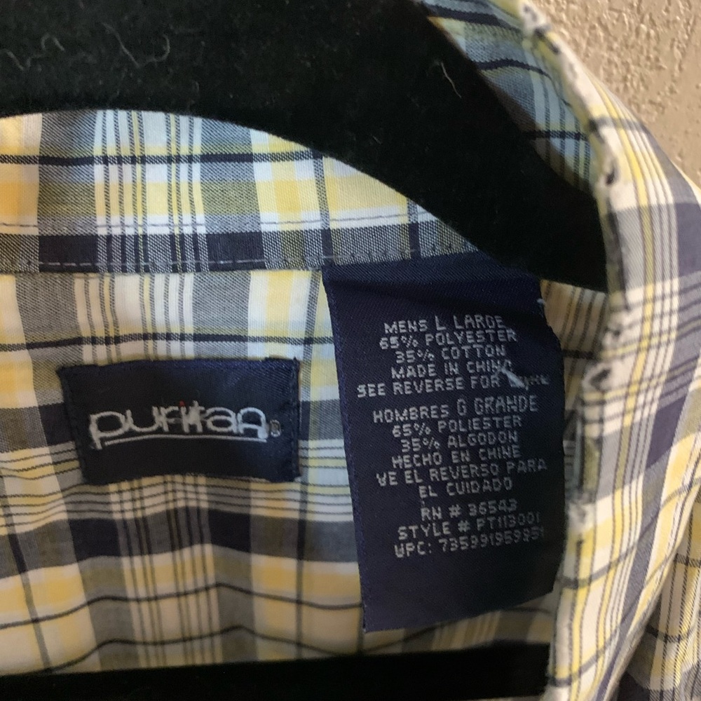 Men’s Plaid Button Down Shirt- Size L - Picture 2 of 2